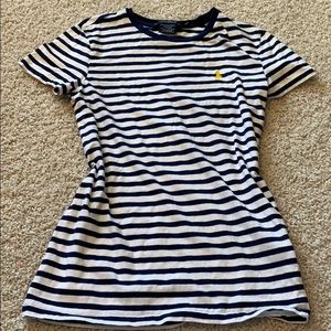 navy and white striped polo tee!